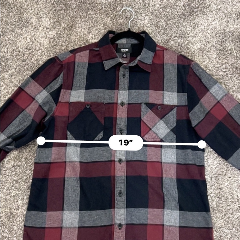 Urban Pipelinene Men’s Softball Button- Downn Plaid Shirt Size M red & black - Picture 8 of 10
